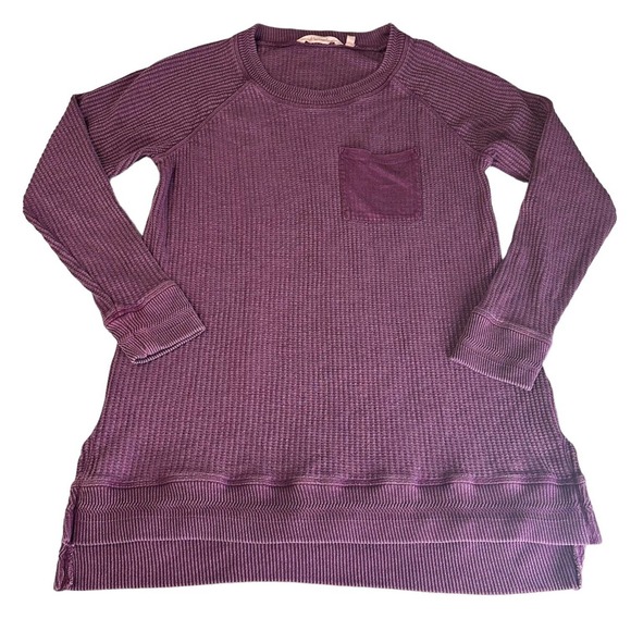 Soft Sorroundings Shirt Womens Size Medium Purple Waffle Knit Thermal Pullover - Picture 1 of 8